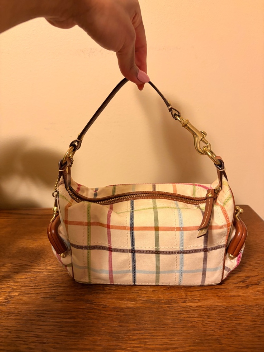 RARE Coach Tattersall Baguette Kisslock Bag